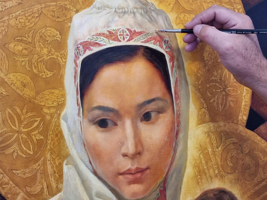 Artist paints Kazakh Mary and Child for only Marian shrine in Kazakhstan
